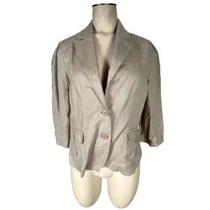 Juicy Couture women's tan linen jacket size Medium gathered waist, pockets